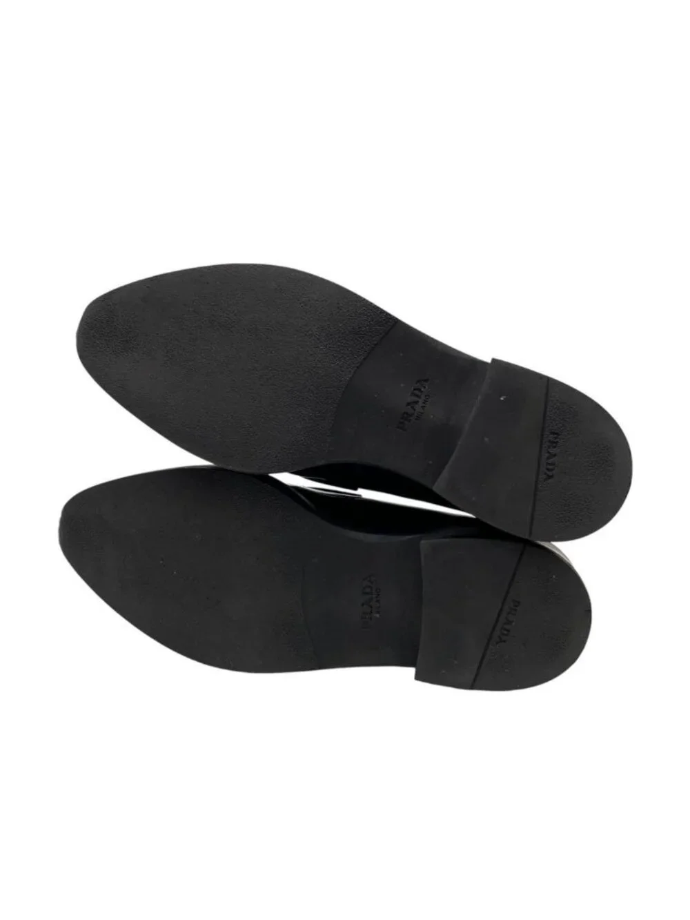Prada Leather Triangle Plate Logo Loafers Black